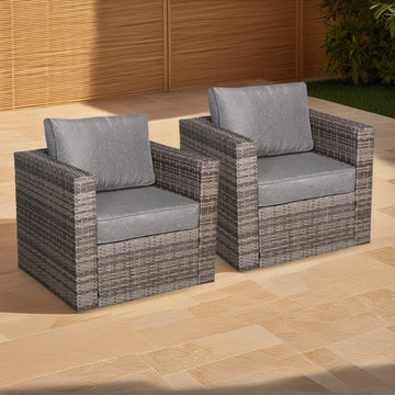 Roma Range A Pair of Arm Chairs Arm Chair in grey weave and grey cushions